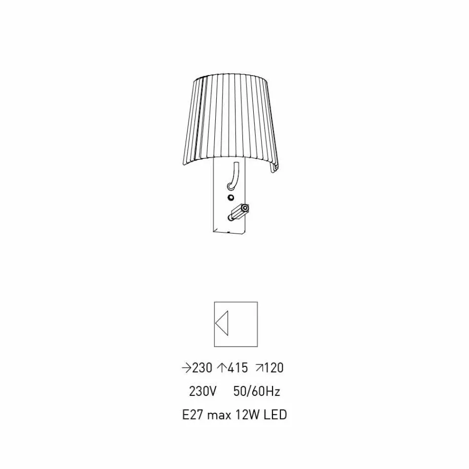 Lampă de perete de design cu structură din metal negru și organza Made in Italy - Boom Viadurini