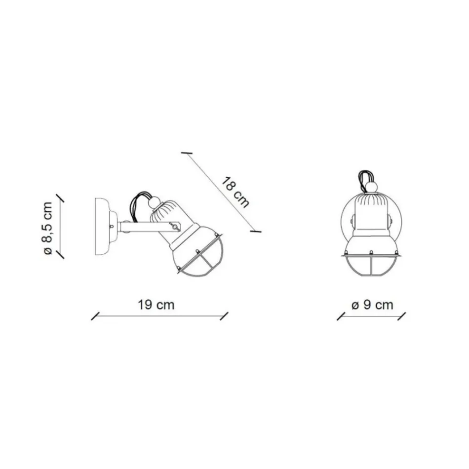 Spot cu aplicații în stil industrial, realizat manual din fier și ceramică - Loft Viadurini