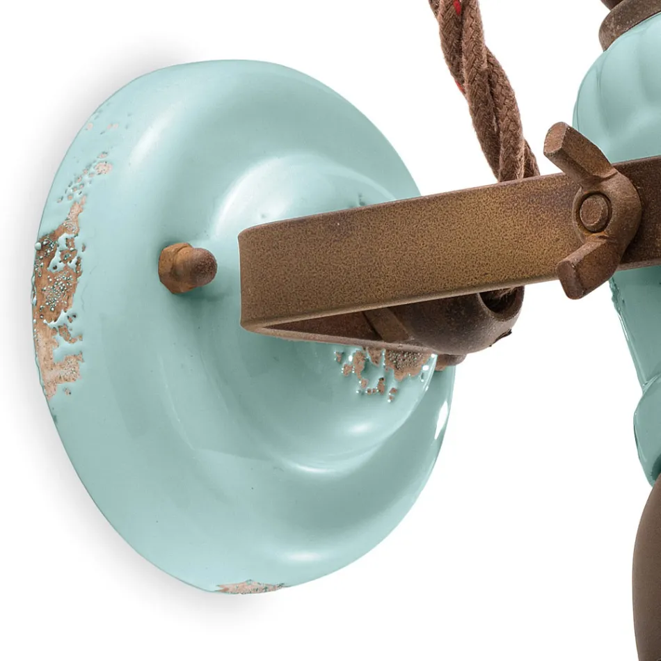 Spot cu aplicații în stil industrial, realizat manual din fier și ceramică - Loft Viadurini