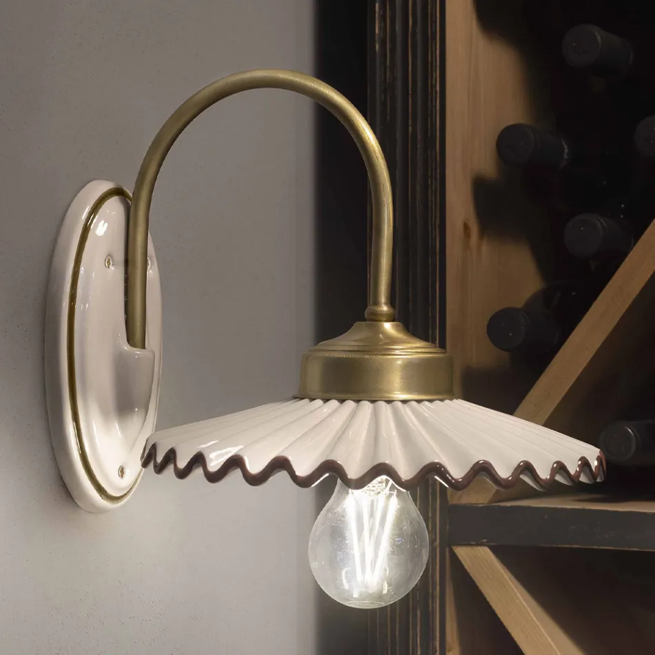 Aplicat din ceramică lucioasă plisată și margine pictată manual - Laquila Viadurini