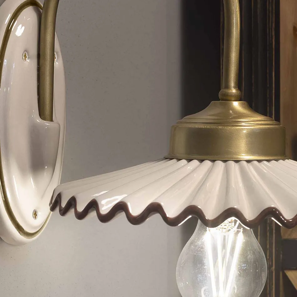 Aplicat din ceramică lucioasă plisată și margine pictată manual - Laquila Viadurini