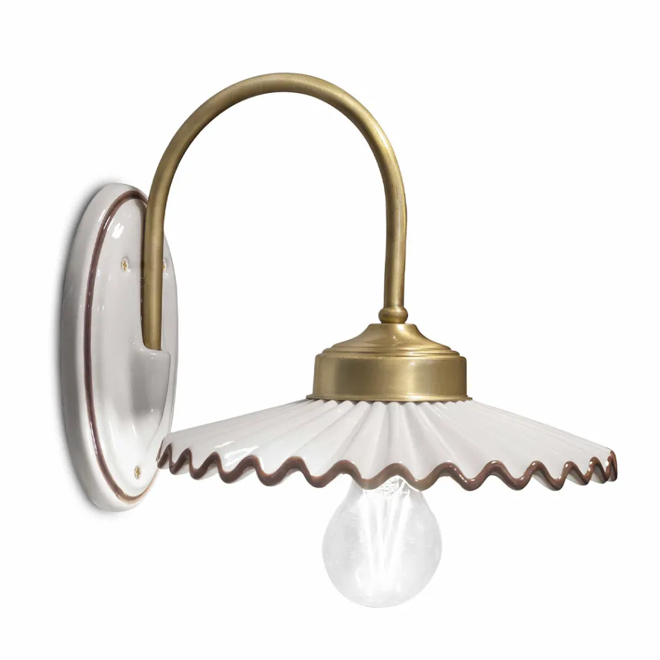 Aplicat din ceramică lucioasă plisată și margine pictată manual - Laquila Viadurini