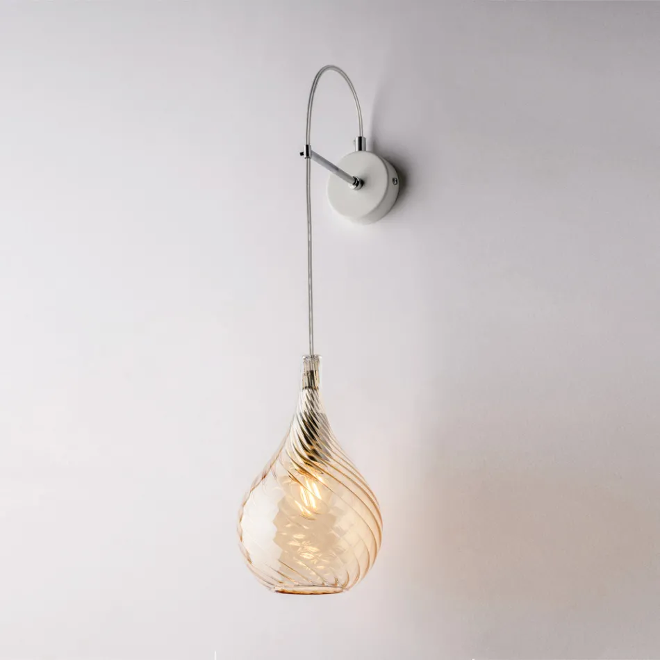 Lampă de perete din fier forjat cu sticlă Pyrex fabricată în Italia pentru decor interior - Amazonia Viadurini