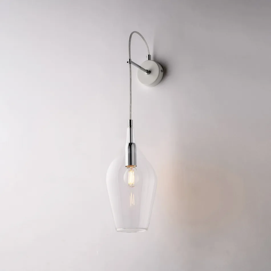 Lampă de perete din fier forjat cu sticlă Pyrex fabricată în Italia pentru decorare interioară - Sparta Viadurini