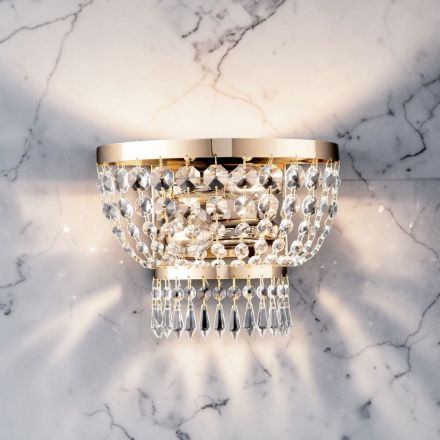 Lampă de perete din fier aurit cu pietre, fabricată în Italia - Austria Viadurini