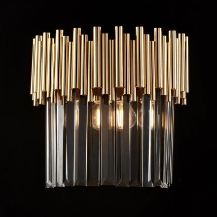 Lampă de perete din fier aurit cu strasuri fabricată în Italia pentru decorare interioară - Paris Viadurini