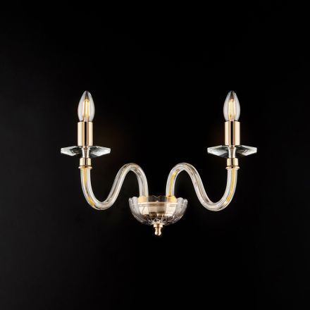 Lampă de perete din fier aurit cu sticlă fabricată în Italia pentru decor interior - Innsbruck Viadurini