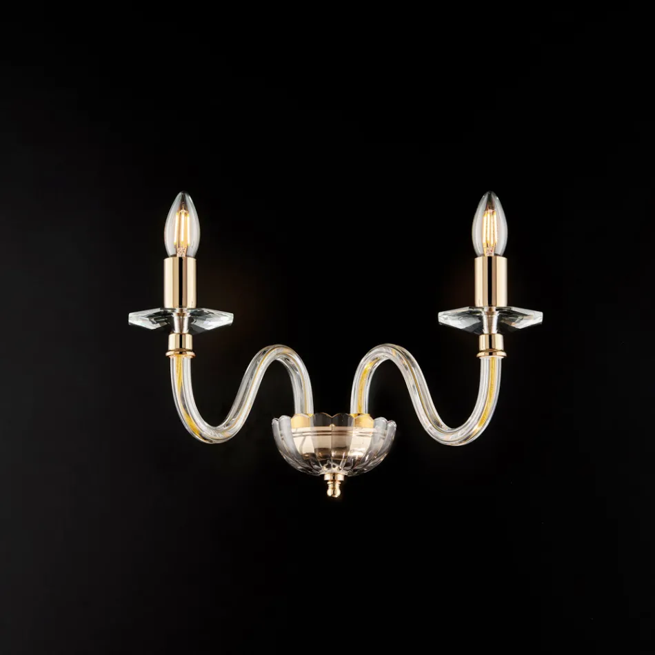 Lampă de perete din fier aurit cu sticlă fabricată în Italia pentru decor interior - Innsbruck Viadurini