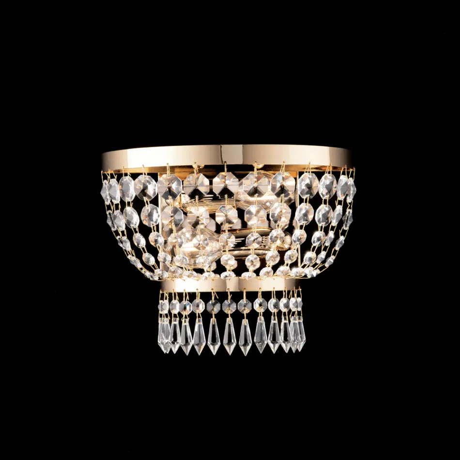 Aplicație din fier și aur cu pietre pentru decorațiuni interioare, fabricată în Italia - Austria Viadurini