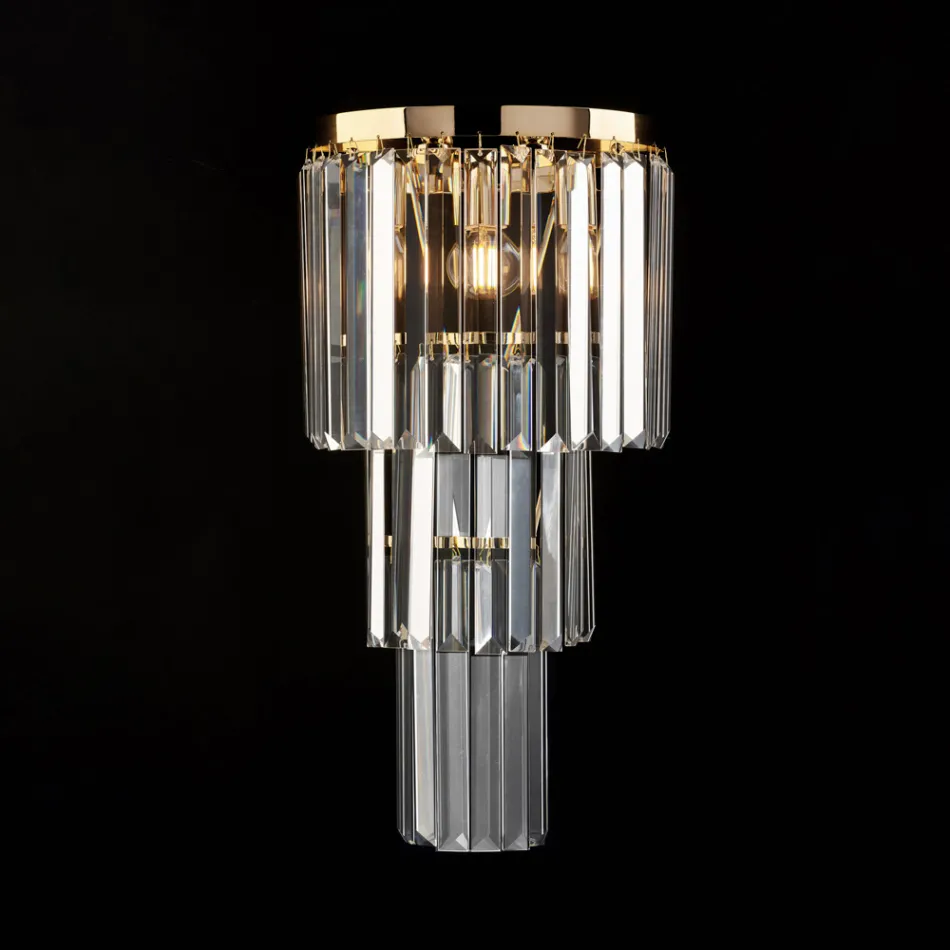 Aplicație din fier și aur cu strasuri fabricată în Italia pentru decorațiuni interioare - Viena Viadurini