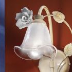 Aplic din Fier și Sticlă Sablata cu Trandafir din Ceramica Decor - Siena Viadurini