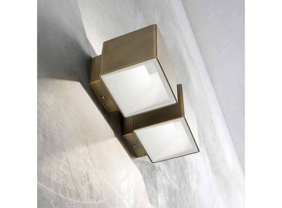 Lampa de perete din alamă și ghips făcută în Italia - Cubetto Aldo Bernardi Viadurini