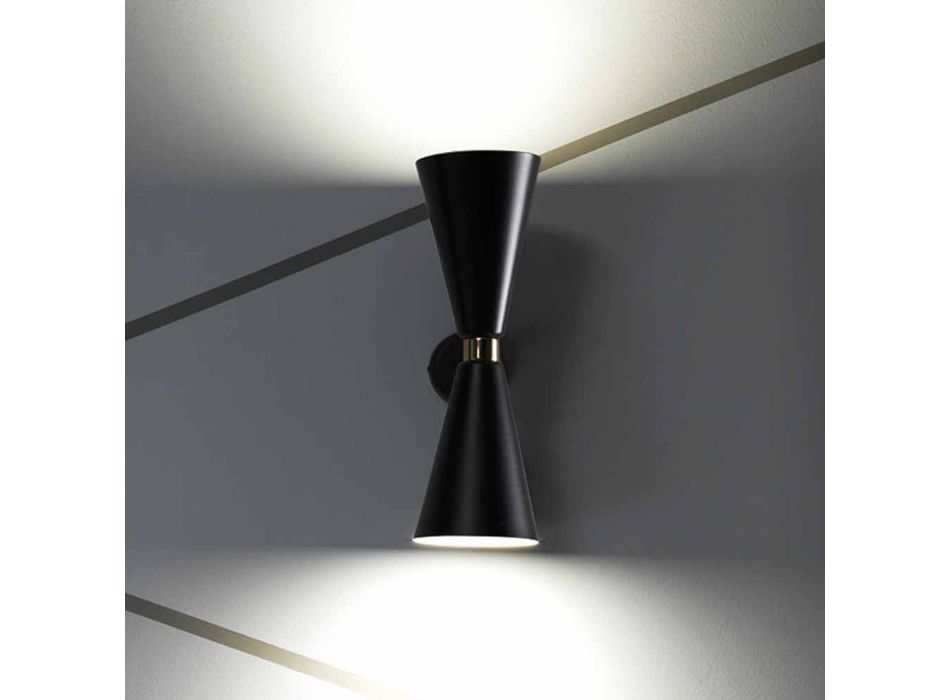 Lampă de perete modernă cu structură din metal negru mat Made in Italy - Zaira Viadurini