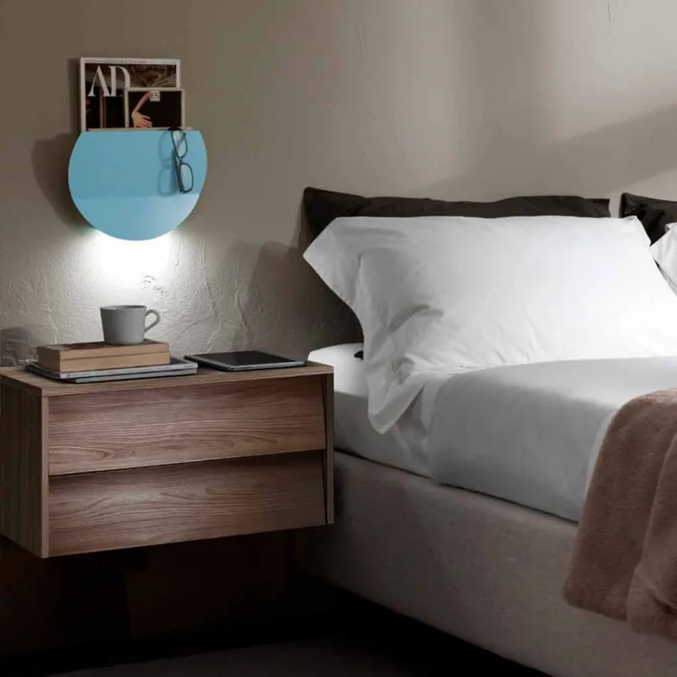Lampă de perete modernă cu compartiment pentru reviste, USB și lumină LED Made in Italy - Foster Viadurini