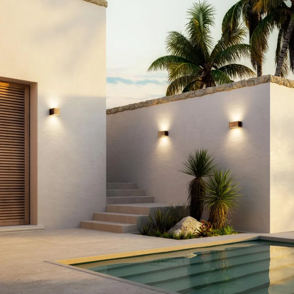 Aplica de perete dreptunghiulara din cupru si LED Made in Italy - Exemplu Viadurini