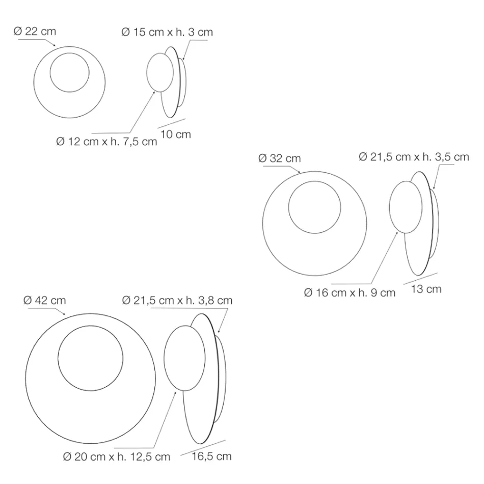 Aplica de perete sau de tavan din aluminiu, metal și sticlă albă - Luma Viadurini