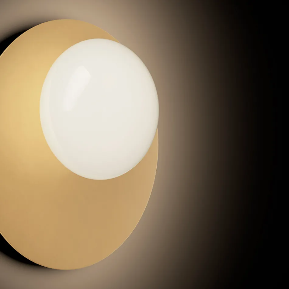 Aplica de perete sau de tavan din aluminiu, metal și sticlă albă - Luma Viadurini