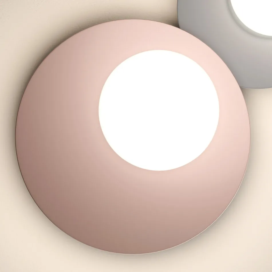 Aplica de perete sau de tavan din aluminiu, metal și sticlă albă - Luma Viadurini