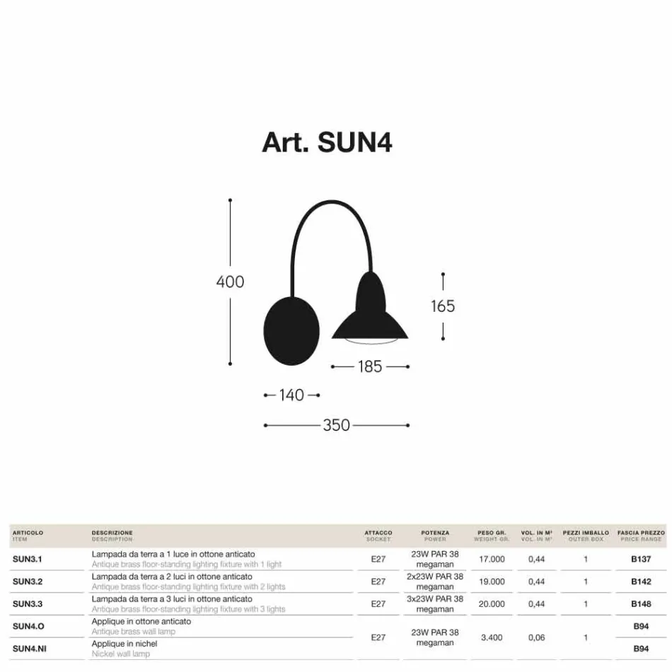 Aplice pentru exterior Jasmine finisaj nichel alamă Viadurini