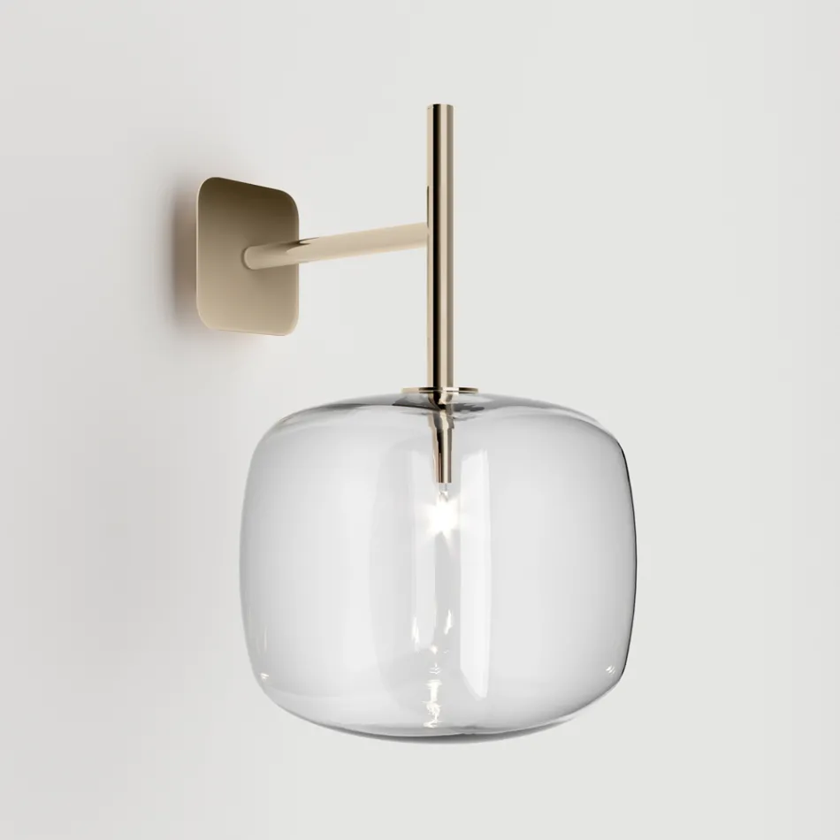 Lampă de perete rafinată din sticlă Pyrex suflată și metal, fabricată în Italia - Donatina Viadurini