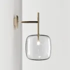 Lampă de perete rafinată din sticlă Pyrex suflată și metal, fabricată în Italia - Donatina Viadurini