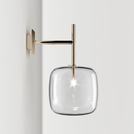 Lampă de perete rafinată din sticlă Pyrex suflată și metal, fabricată în Italia - Donatina Viadurini