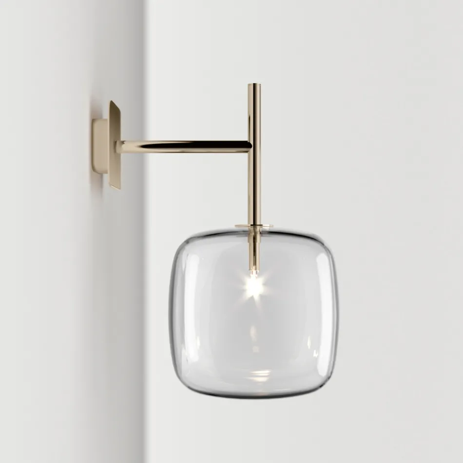Lampă de perete rafinată din sticlă Pyrex suflată și metal, fabricată în Italia - Donatina Viadurini