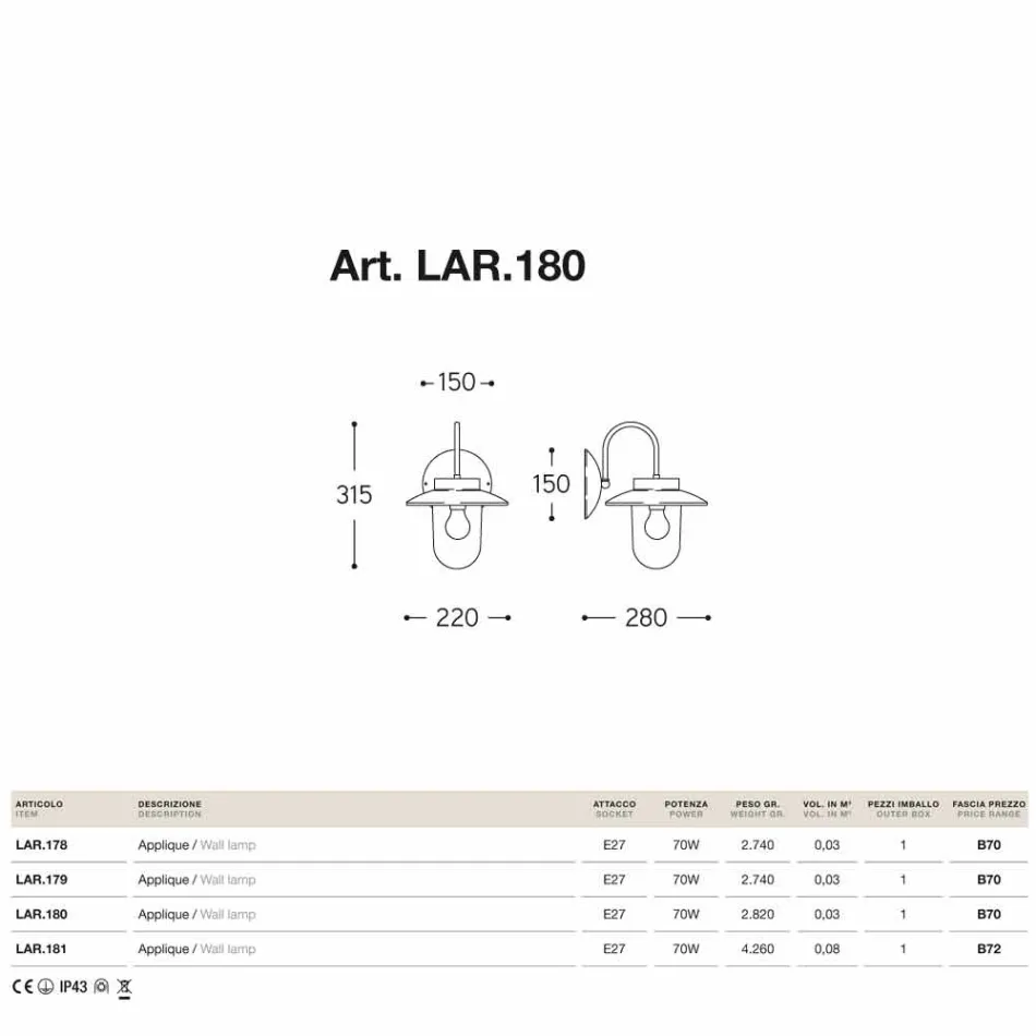 Aplice clasic La Traviata de cupru, sticla, alama Viadurini