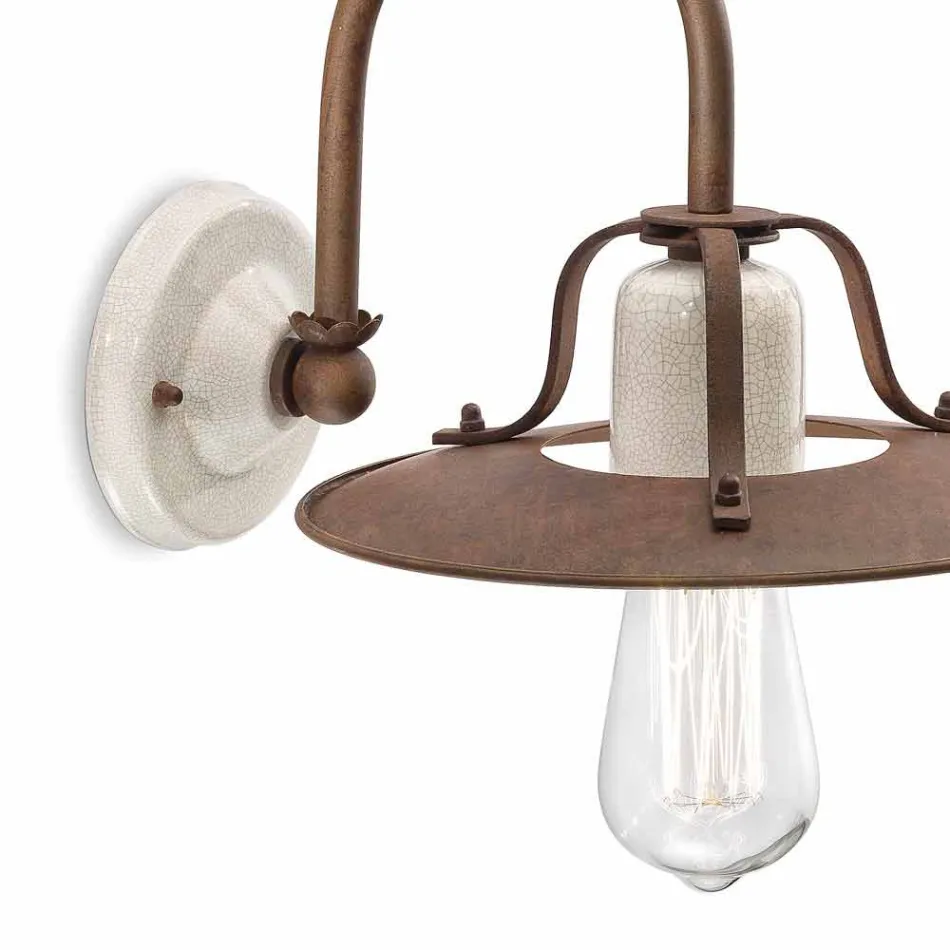 Aplice industriale stil de metal și ceramică Ferroluce Viadurini