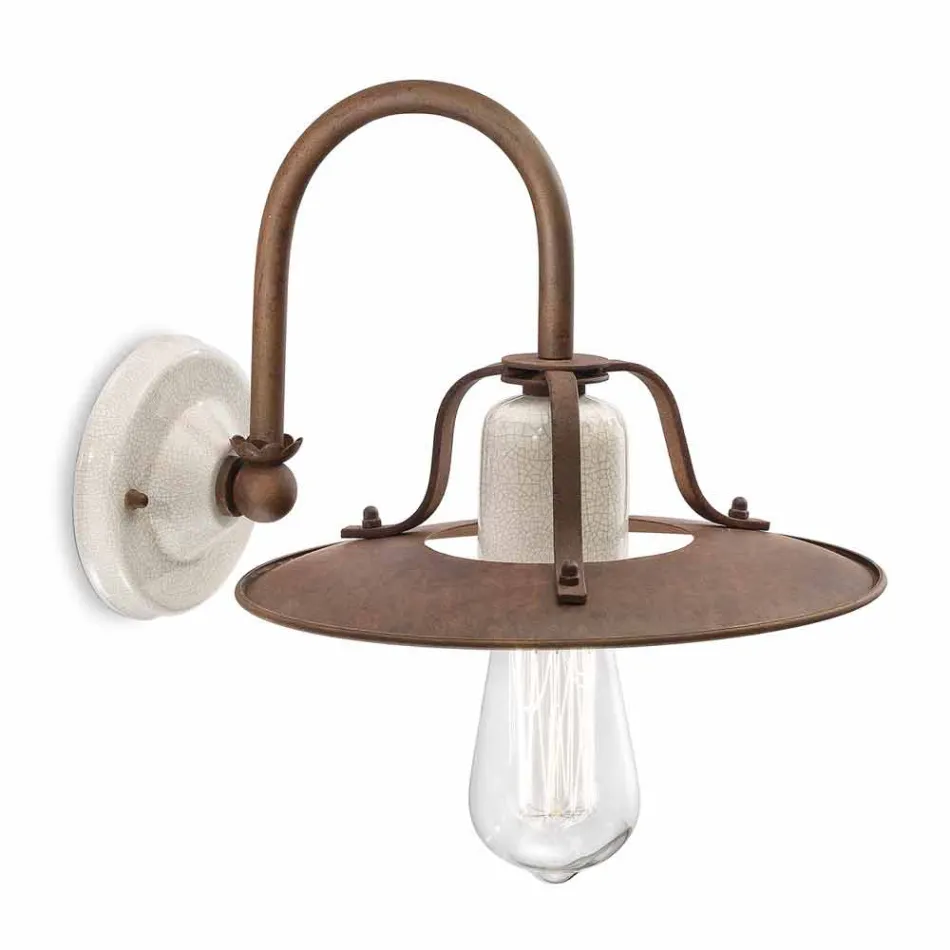 Aplice industriale stil de metal și ceramică Ferroluce Viadurini