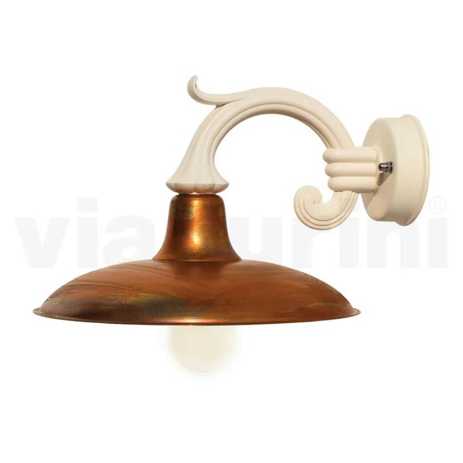 Aplic de grădină vintage din aluminiu și alamă Made in Italy - Adela Viadurini