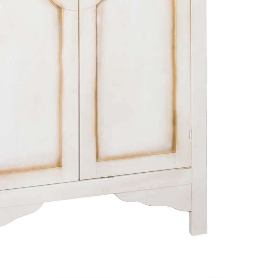 Dulap din lemn alb patinat cu 2 usi Made in Italy - Agni Viadurini