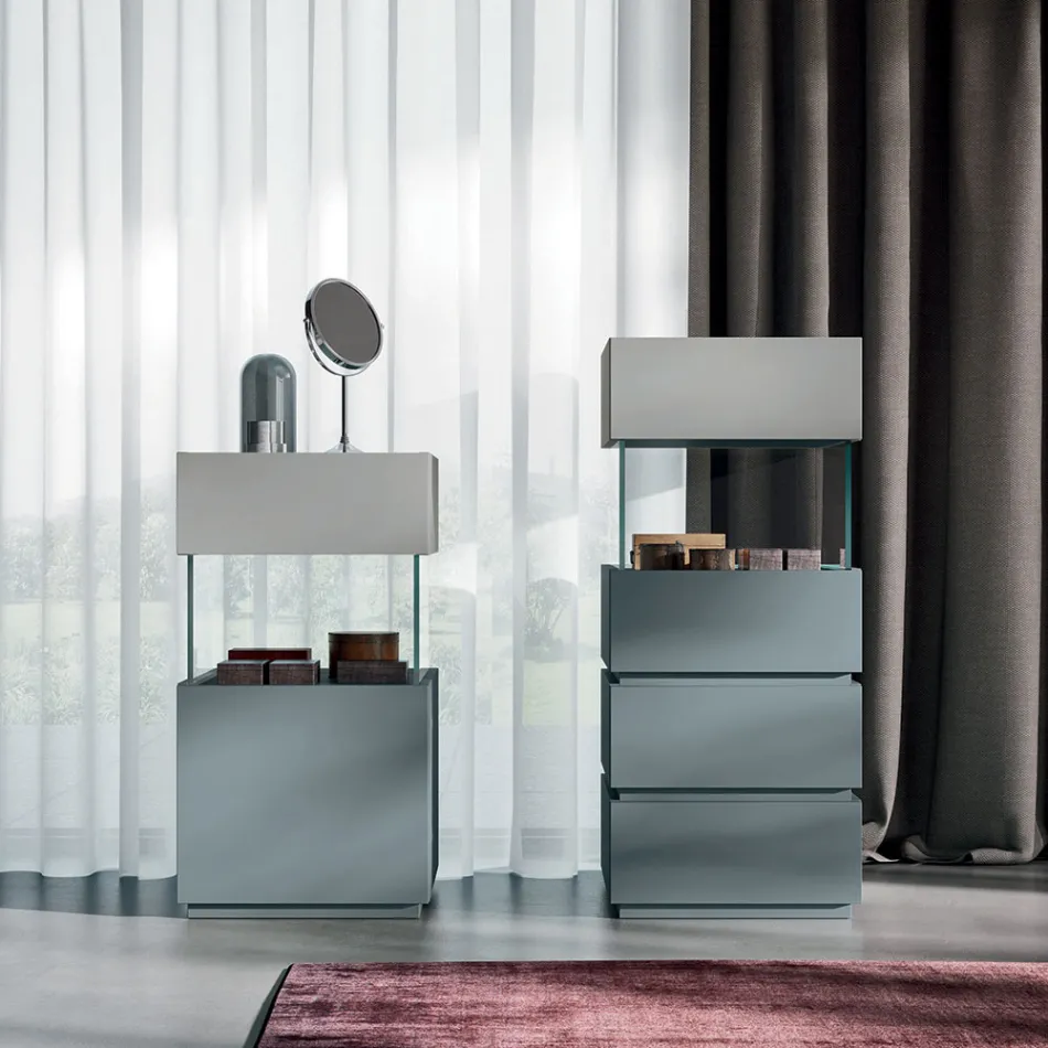 Mobilier dormitor cu 7 elemente Stil modern Fabricat în Italia - Polinezia Viadurini
