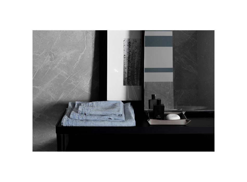 Prosop de față din in grele albastru deschis Design de lux italian - Jojoba Viadurini