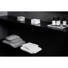 Prosop de față din bumbac alb Terry cu decor geometric - Gimmy Viadurini