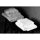 Prosop de față din bumbac alb Terry cu decor geometric - Gimmy Viadurini