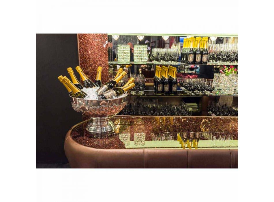Ghișeu de bar cu blat din sticlă sclipitoare Fabricat în Italia, lux - Calcutta Viadurini