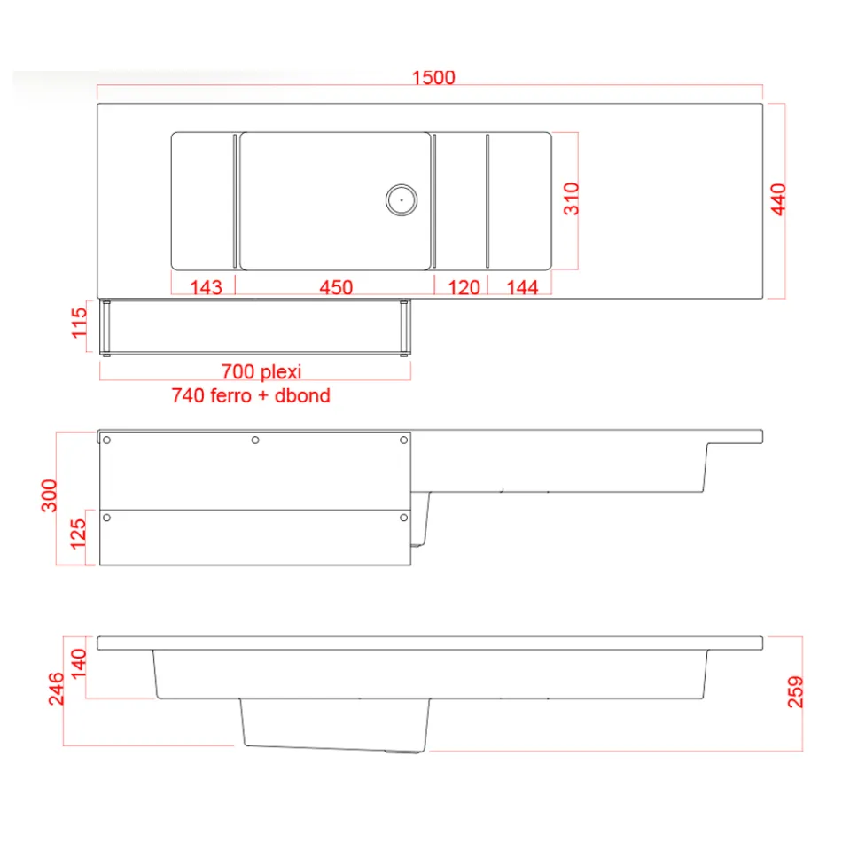 Tejghea de bar luminos cu accesoriu organizator si suport pentru sticle - Raport Viadurini