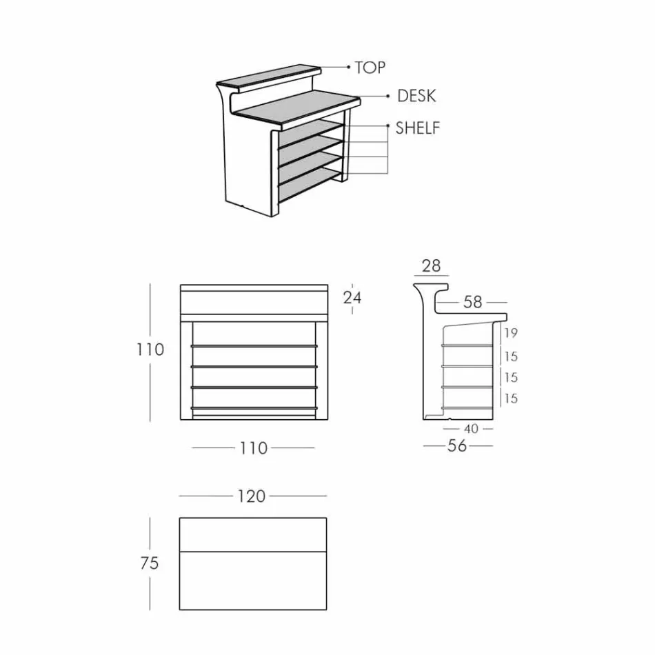 Stil modern pentru barul de culori Slide Break Line, realizat în Italia Viadurini