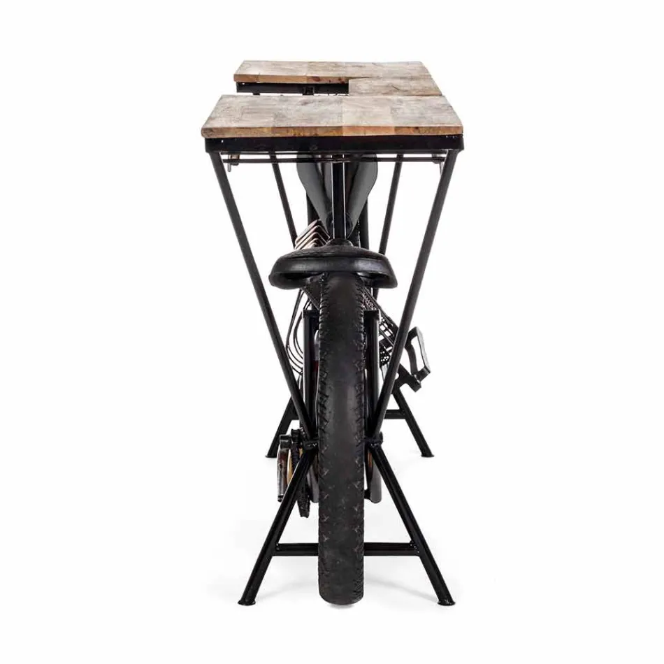 Consolă de design modern în motocicletă din lemn de mango și oțel - șalotă Viadurini