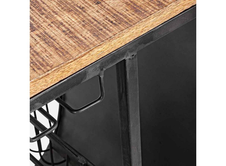 Consolă de bar din lemn de mango și Vespa din oțel cu design modern - șalot Viadurini