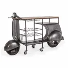 Consolă de bar din lemn de mango și Vespa din oțel cu design modern - șalot Viadurini