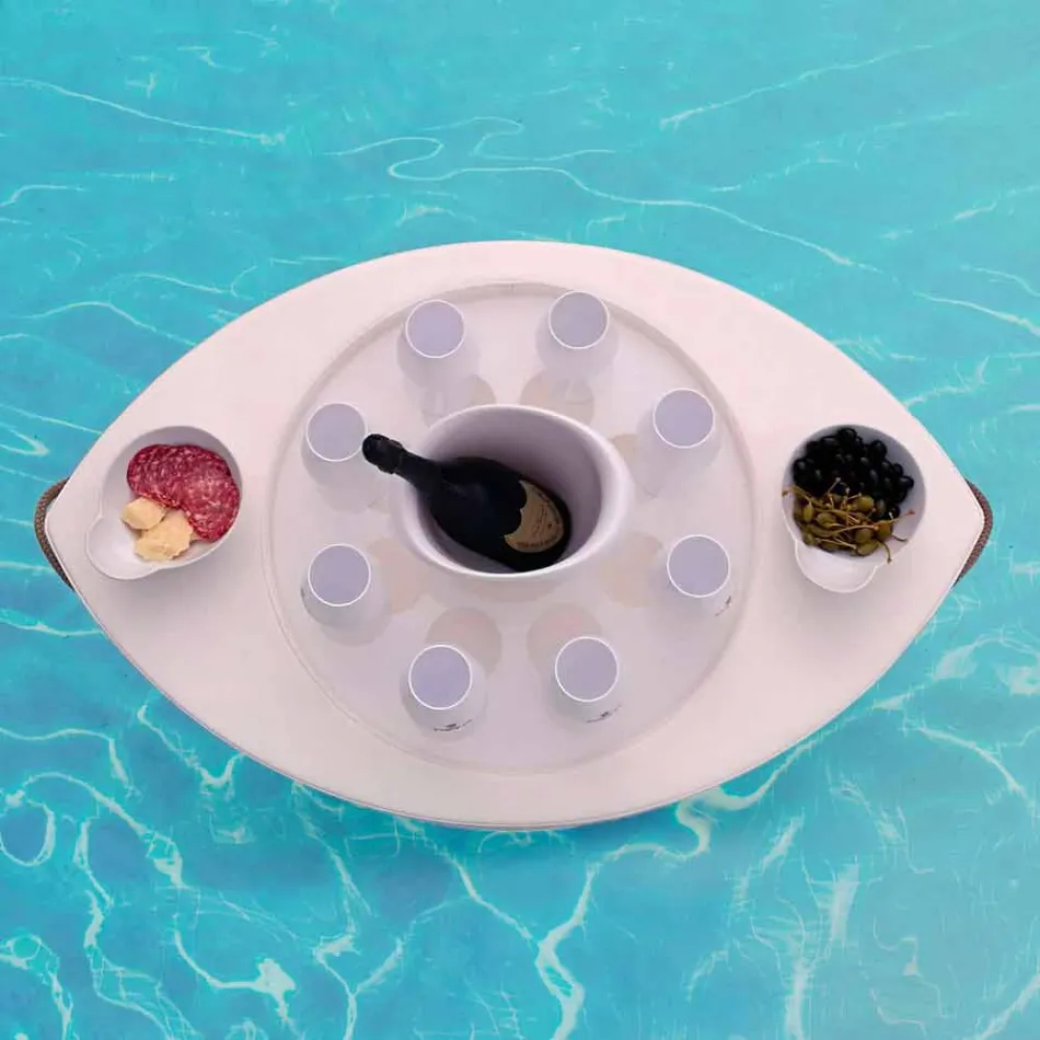 Trona bară plutitoare din piele ecologică albă din Italia Viadurini