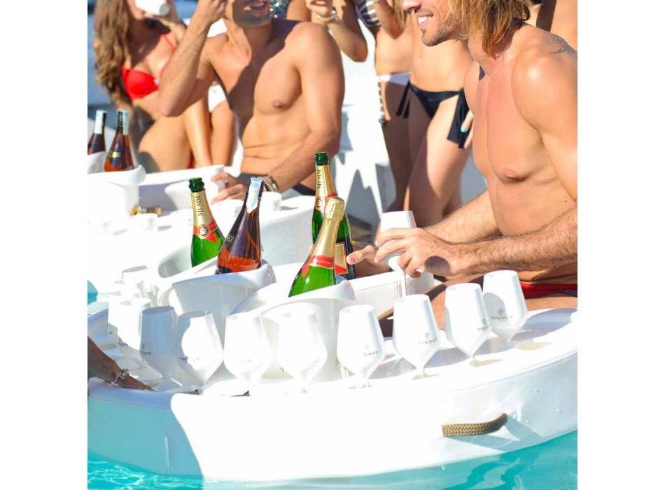 Swim-up bar Trona piele faux alb nautic și plexiglass