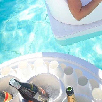 Swim-up bar Trona piele faux alb nautic și plexiglass