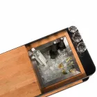 Modern Bar mobil pe roți Design cu masă din lemn și oțel - Giancalliope Viadurini