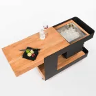 Modern Bar mobil pe roți Design cu masă din lemn și oțel - Giancalliope Viadurini