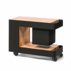 Modern Bar mobil pe roți Design cu masă din lemn și oțel - Giancalliope Viadurini