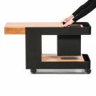 Modern Bar mobil pe roți Design cu masă din lemn și oțel - Giancalliope Viadurini