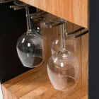 Modern Bar mobil pe roți Design cu masă din lemn și oțel - Giancalliope Viadurini